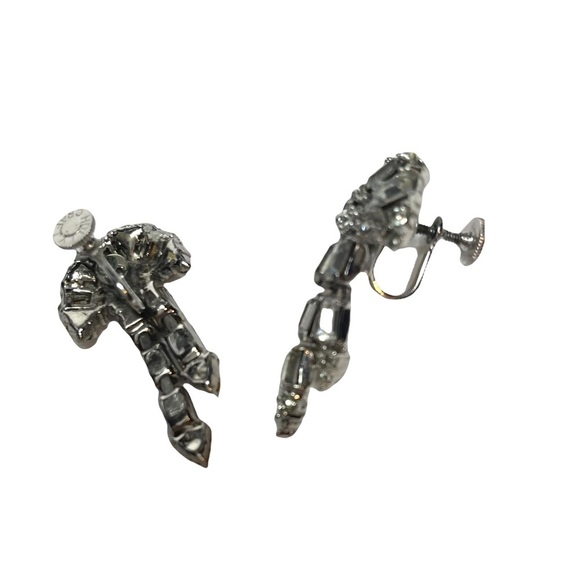 Vintage Mid Century Art Deco Cascading Rhinestone Earrings - Picture 8 of 9